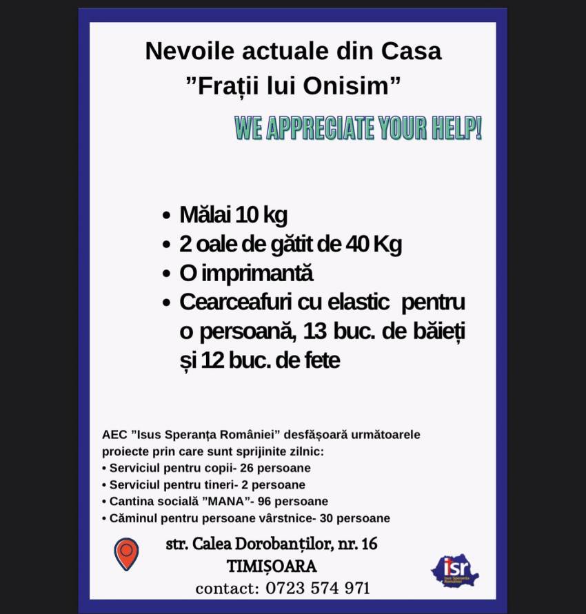 O mână de ajutor pentru Casa 