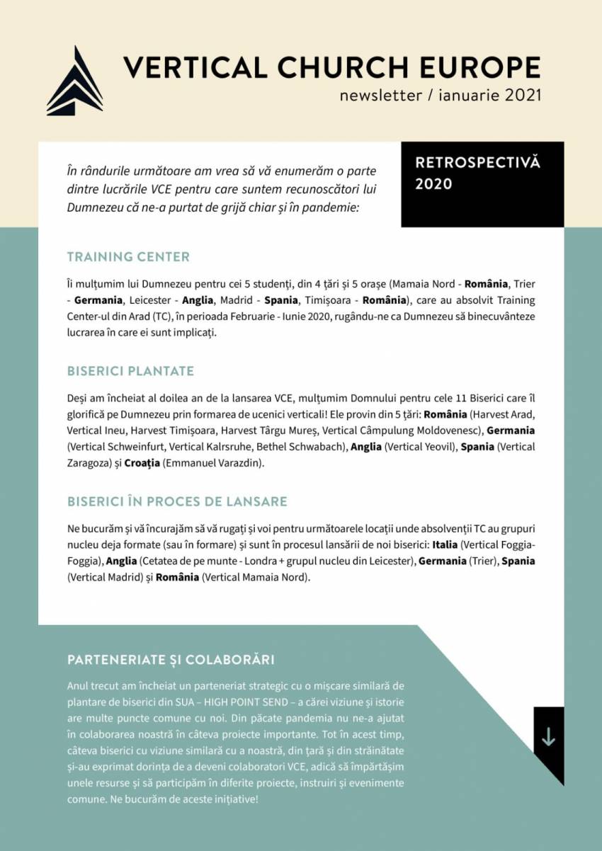 Vertical Church Europe ◉ Newsletter Ianuarie 2021