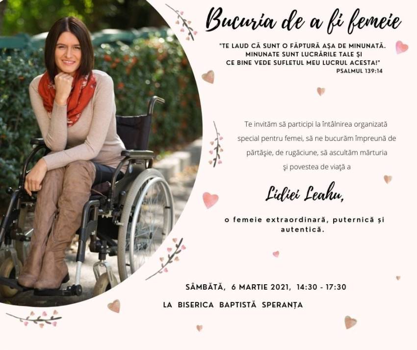 Conferinţă pentru femei cu Lidia Leahu la Biserica Speranţa Brașov