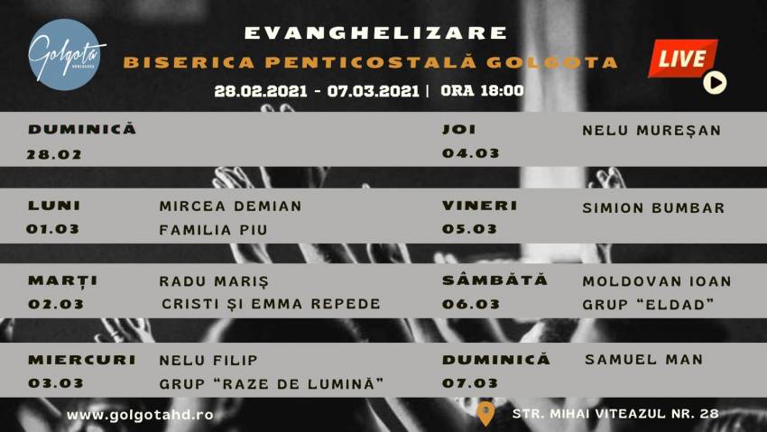 Săptămână de evanghelizare la Biserica Golgota Hunedoara