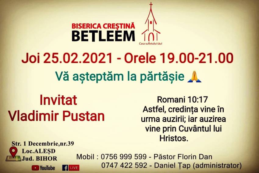 Vladimir Pustan la Biserica Betleem Aleșd