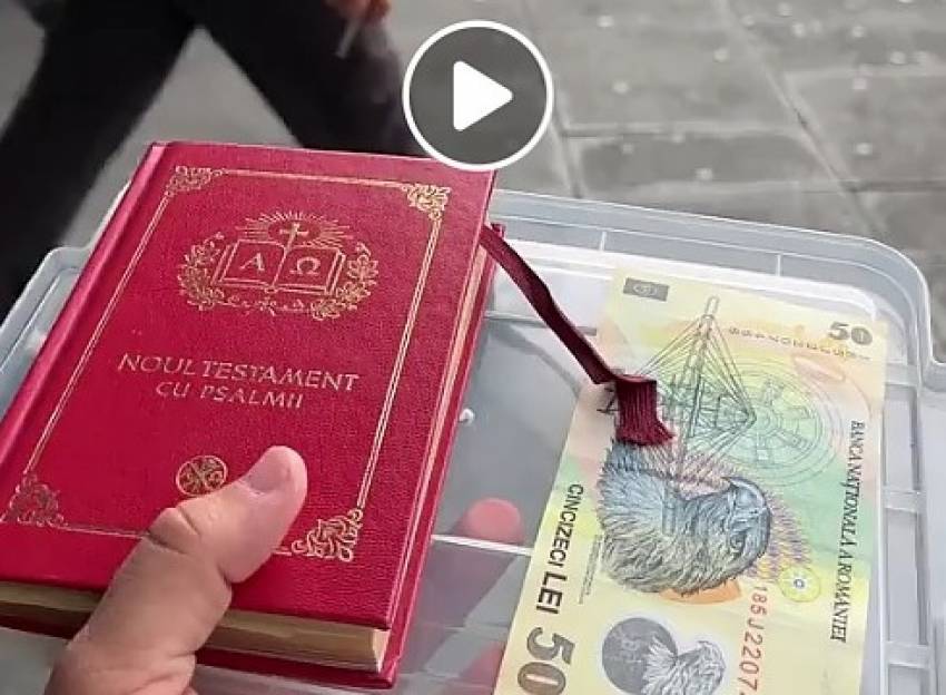Experiment stradal inedit: Ce-ați alege între bani și Noul Testament? Video-ul viral care a depășit 1.000.000 de vizionări în 24 de ore