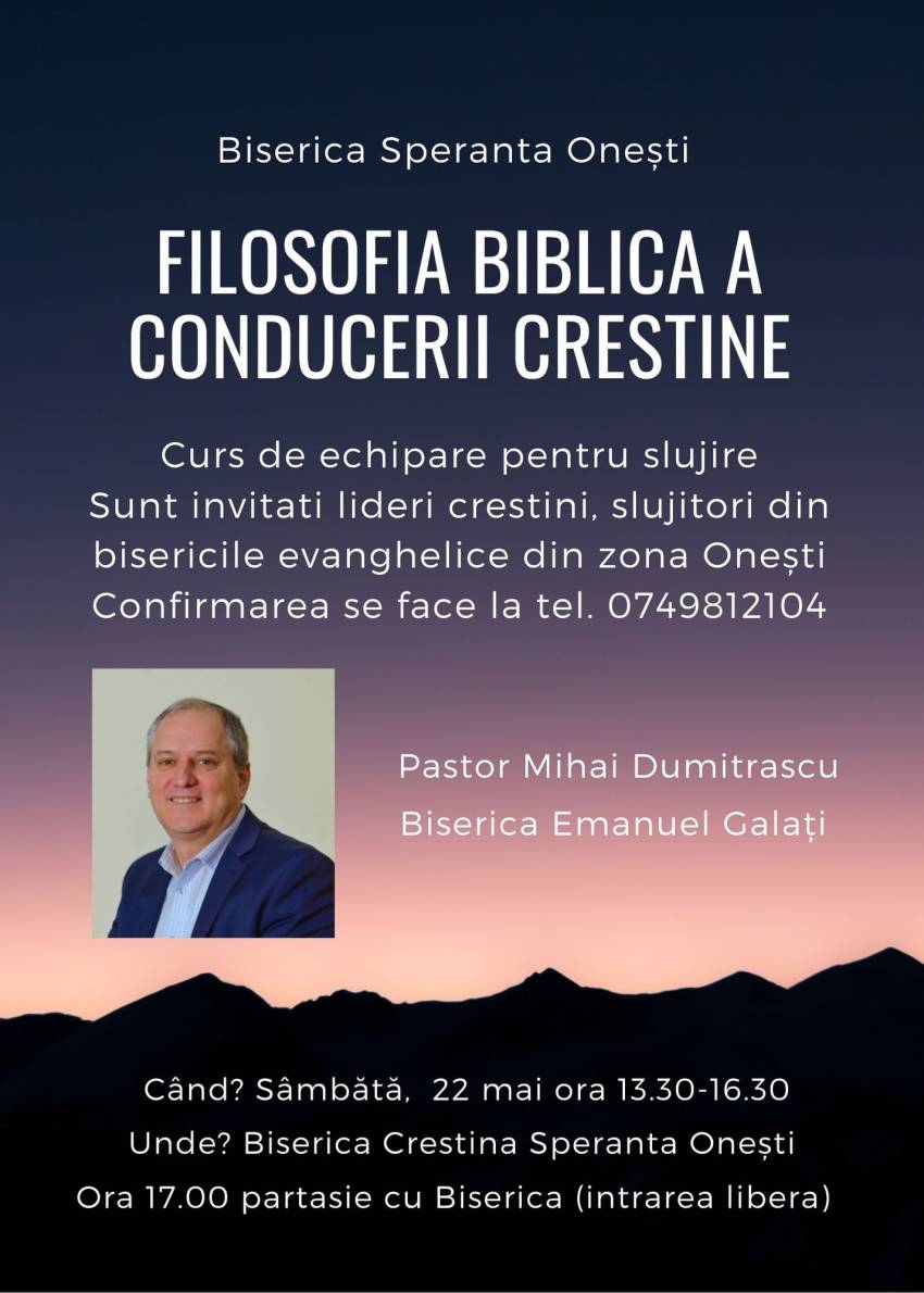 Curs de echipare pentru lideri cu Mihai Dumitrașcu la Biserica Speranța Onești