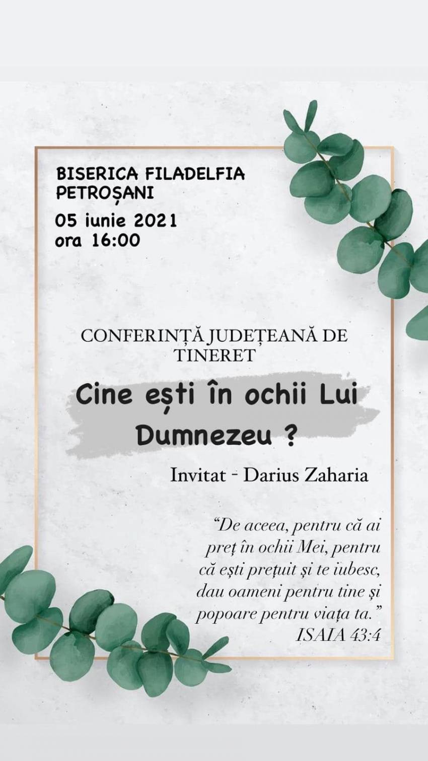 Conferință județeană de tineret la Biserica Filadelfia Petroșani ◉ Invitat: Darius Zaharia