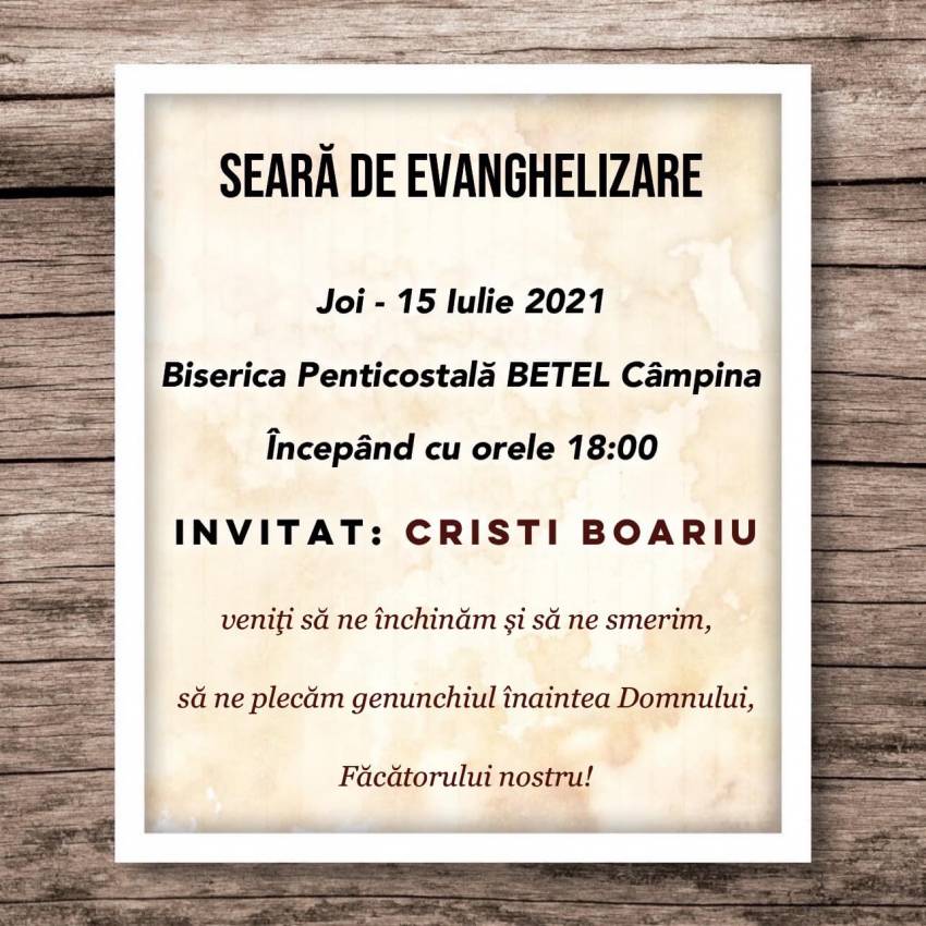 Cristi Boariu la Biserica Betel Câmpina