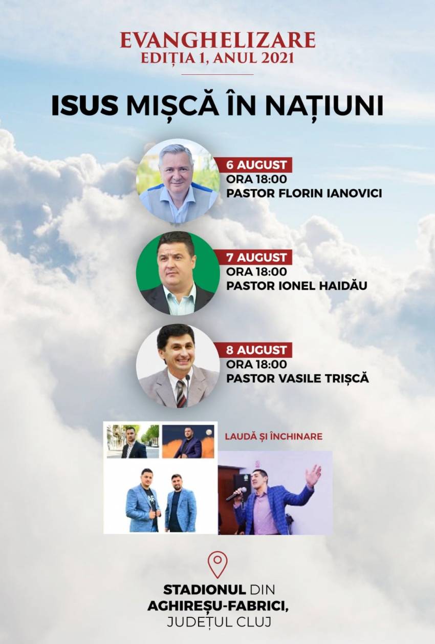 Seri de evanghelizare cu Florin Ianovici, Ionel Haidău și Vasile Trișcă pe Stadionul Aghireșu-Fabrici