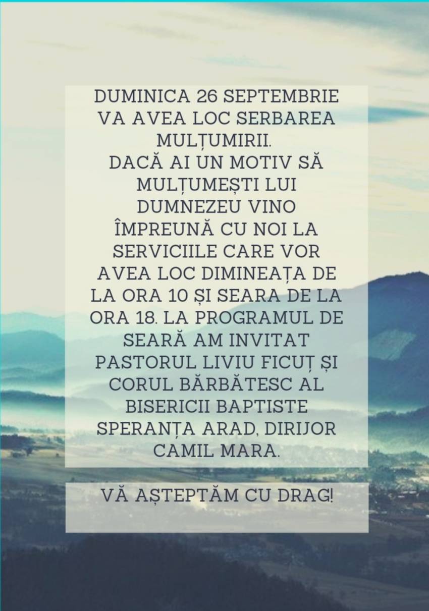 Serbarea Mulțumirii la Biserica Betel Simeria