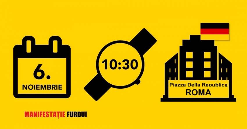 Protest pentru susținerea Familiei Furdui la Roma