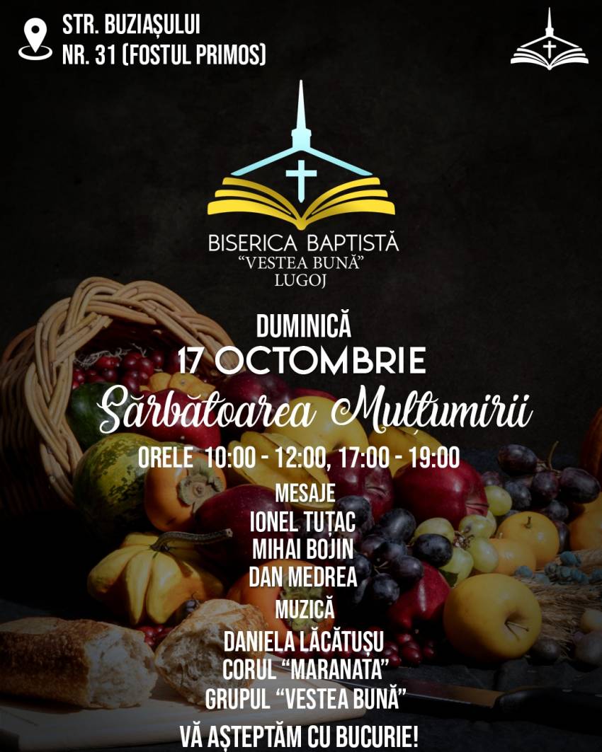 Sărbătoarea Mulțumirii la Biserica Vestea Bună Lugoj