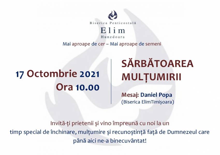 Sărbătoarea Mulțumirii la Biserica Elim Hunedoara