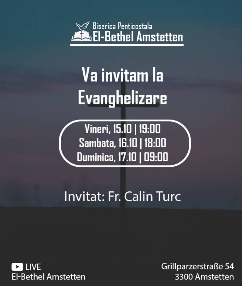 Evanghelizare cu Călin Turc la Biserica El-Bethel Amstetten