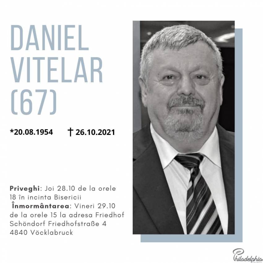 Informații referitoare la priveghiul și înmormântarea pastorului Daniel Vițelar