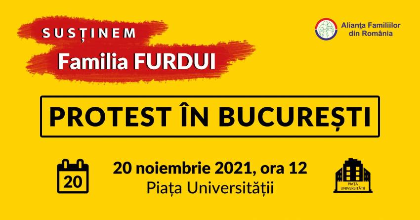 Protest pentru susținerea familiei Furdui la București
