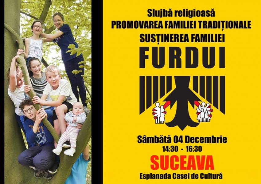 Slujbă religioasă pentru promovarea familiei tradiționale și susținerea Familiei Furdui la Suceava