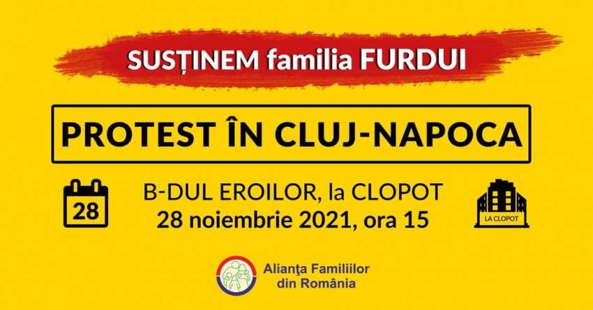 Protest pentru susținerea Familiei Furdui la Cluj-Napoca