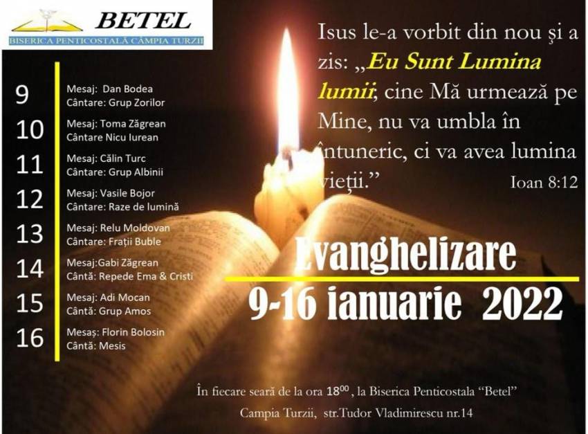 Săptămână de evanghelizare la Biserica Betel Câmpia Turzii