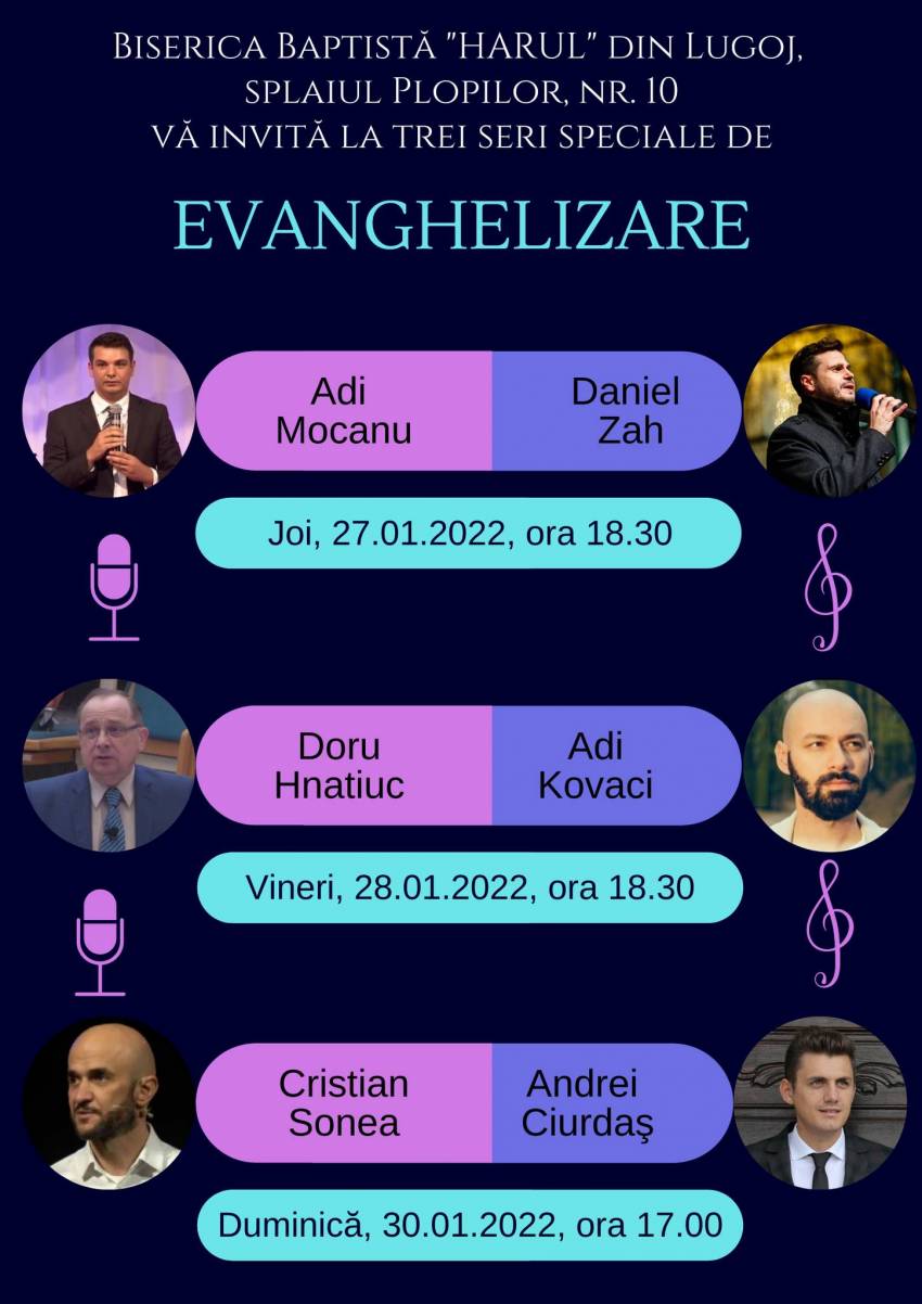 Seri de evanghelizare la Biserica Harul Lugoj