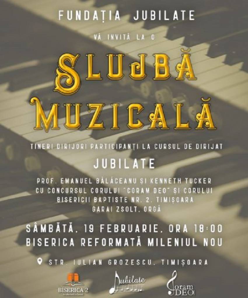 Fundația Jubilate: Slujbă Muzicală la Biserica Reformată Mileniul Nou Timișoara