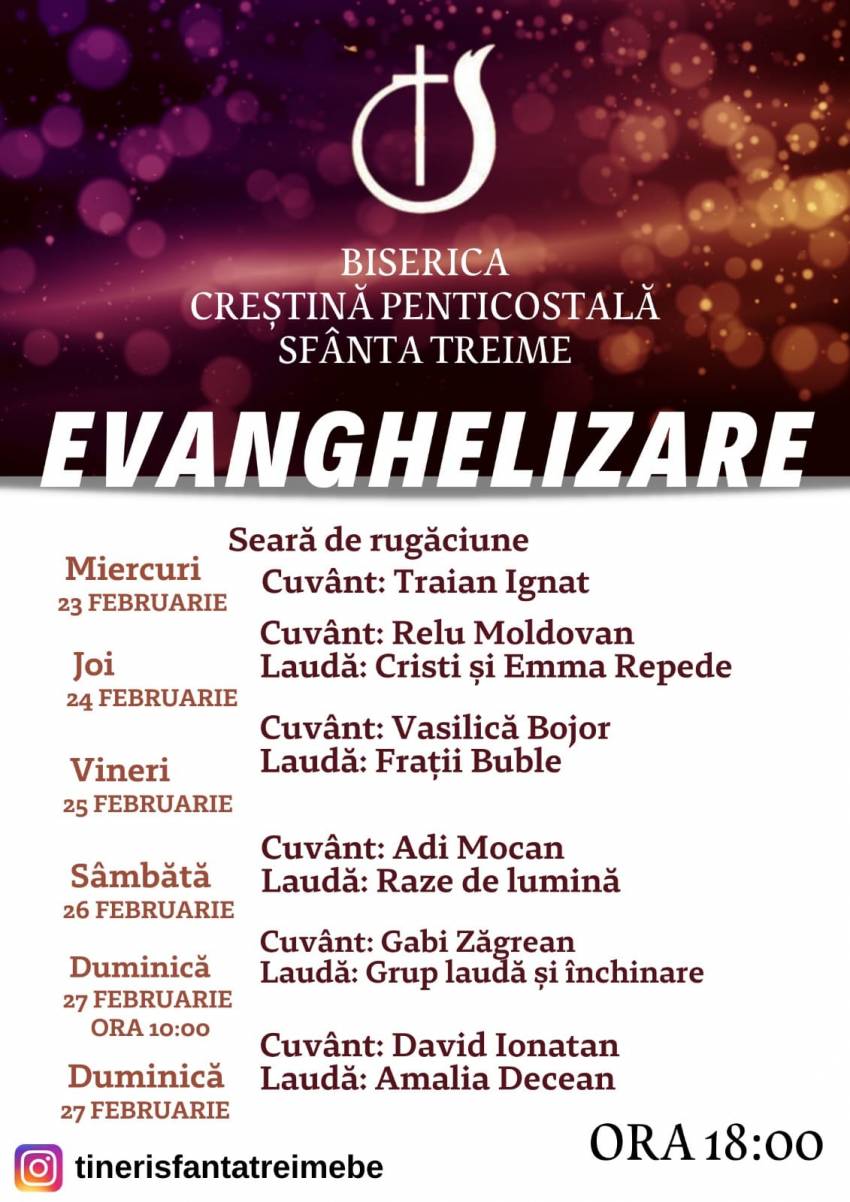 Seri de evanghelizare la Biserica Sfânta Treime Beclean