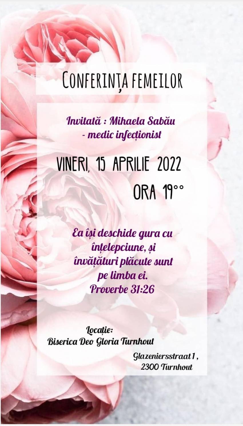 Conferința femeilor cu Mihaela Sabău la Biserica Deo Gloria Turnhout