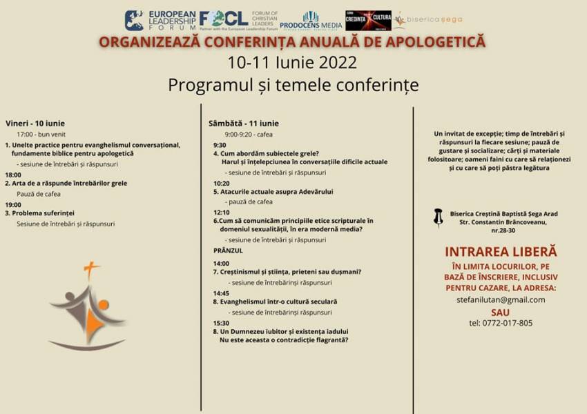 Conferință de apologetică cu Stefan Gustavsson la Biserica Baptistă Șega Arad