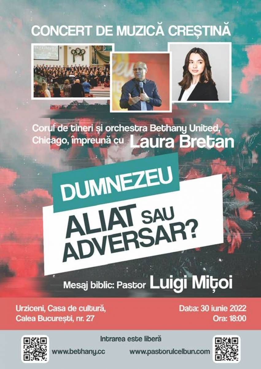 Concert de muzică creștină cu Laura Bretan / Evanghelizare cu Luigi Mițoi la Casa de Cultură Urziceni