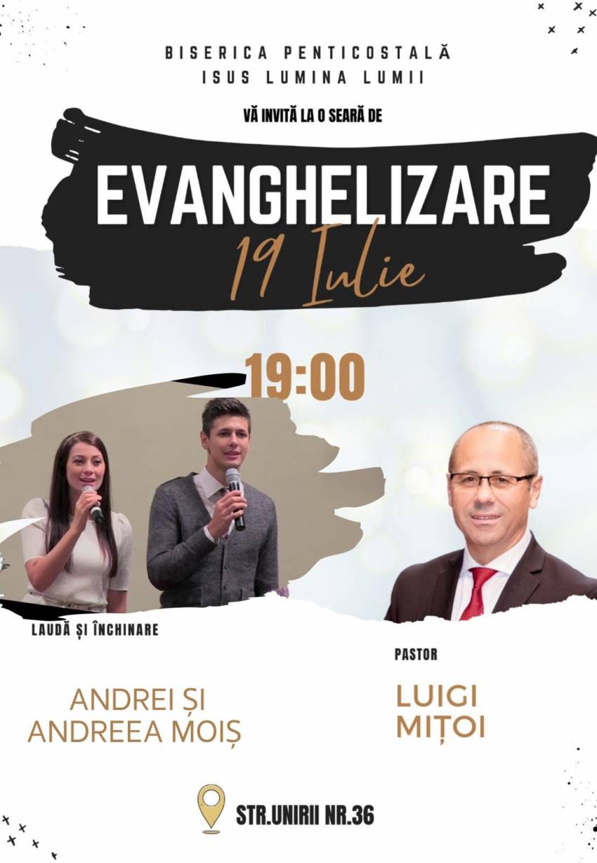 Evanghelizare cu Luigi Miţoi și Andrei & Andeea Moiș la Biserica Isus Lumina Lumii Negrești-Oaș