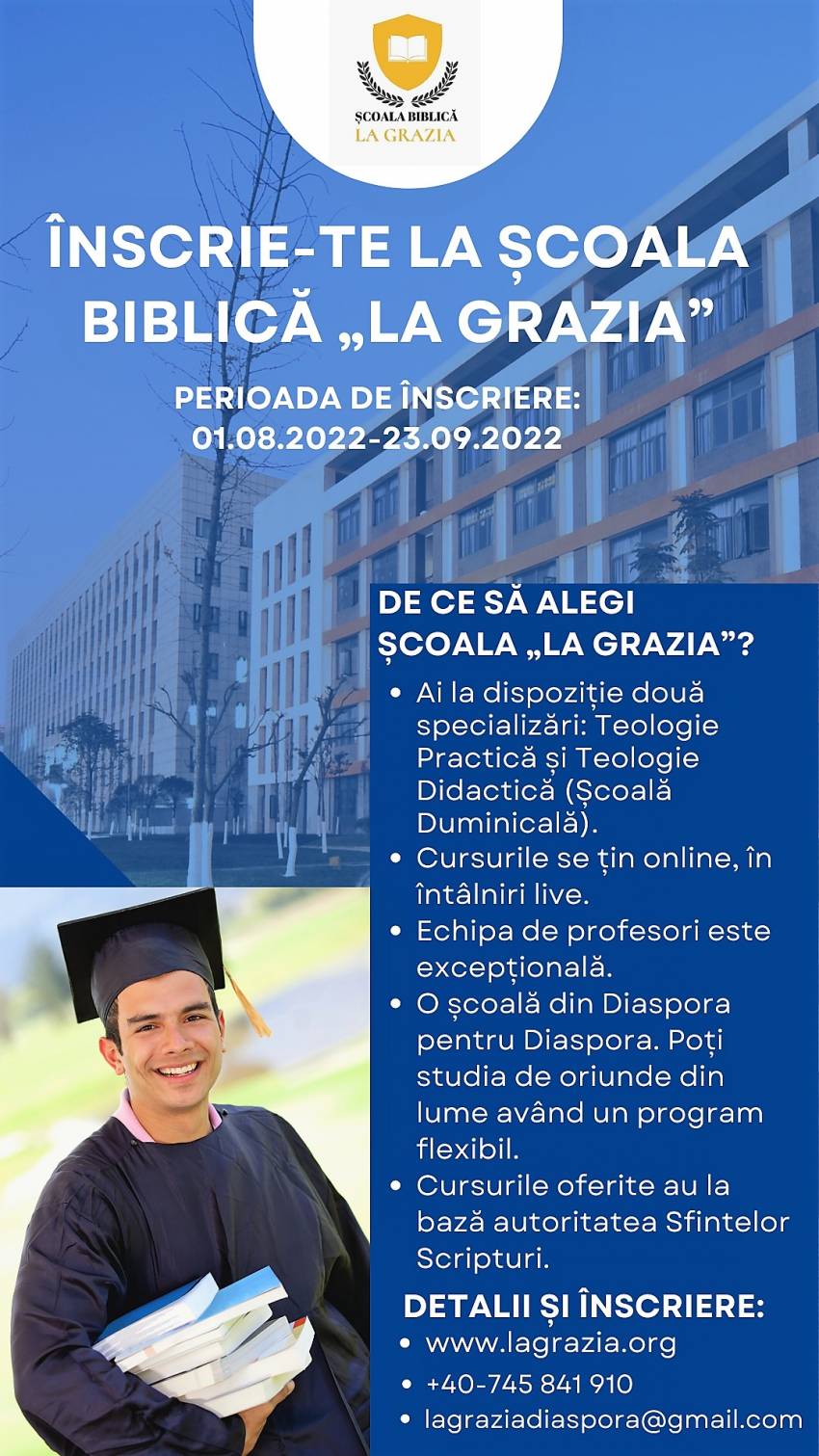 Înscrieri la Școala Biblică „La Grazia”