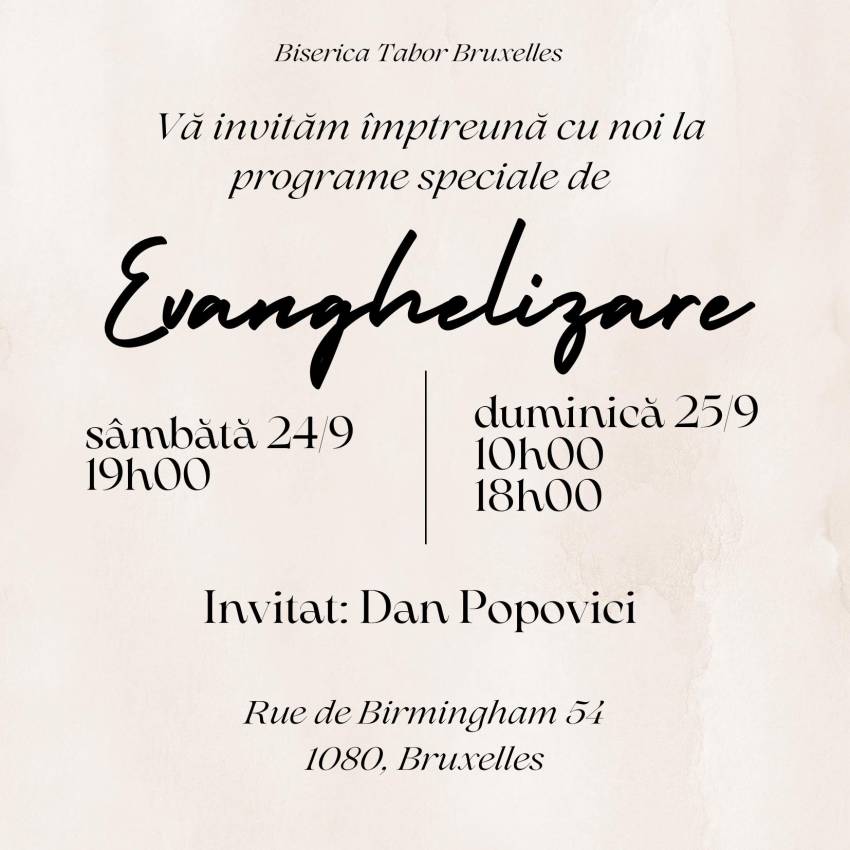Evanghelizare cu Dan Popovici la Biserica Tabor Bruxelles