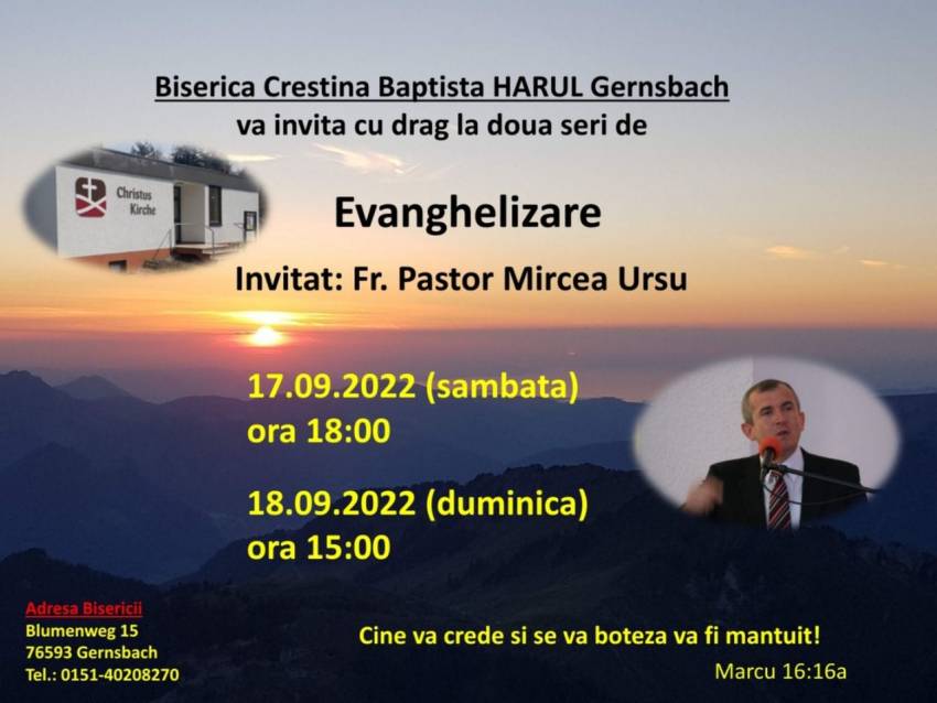 Evanghelizare cu Mircea Ursu la Biserica Harul Gernsbach