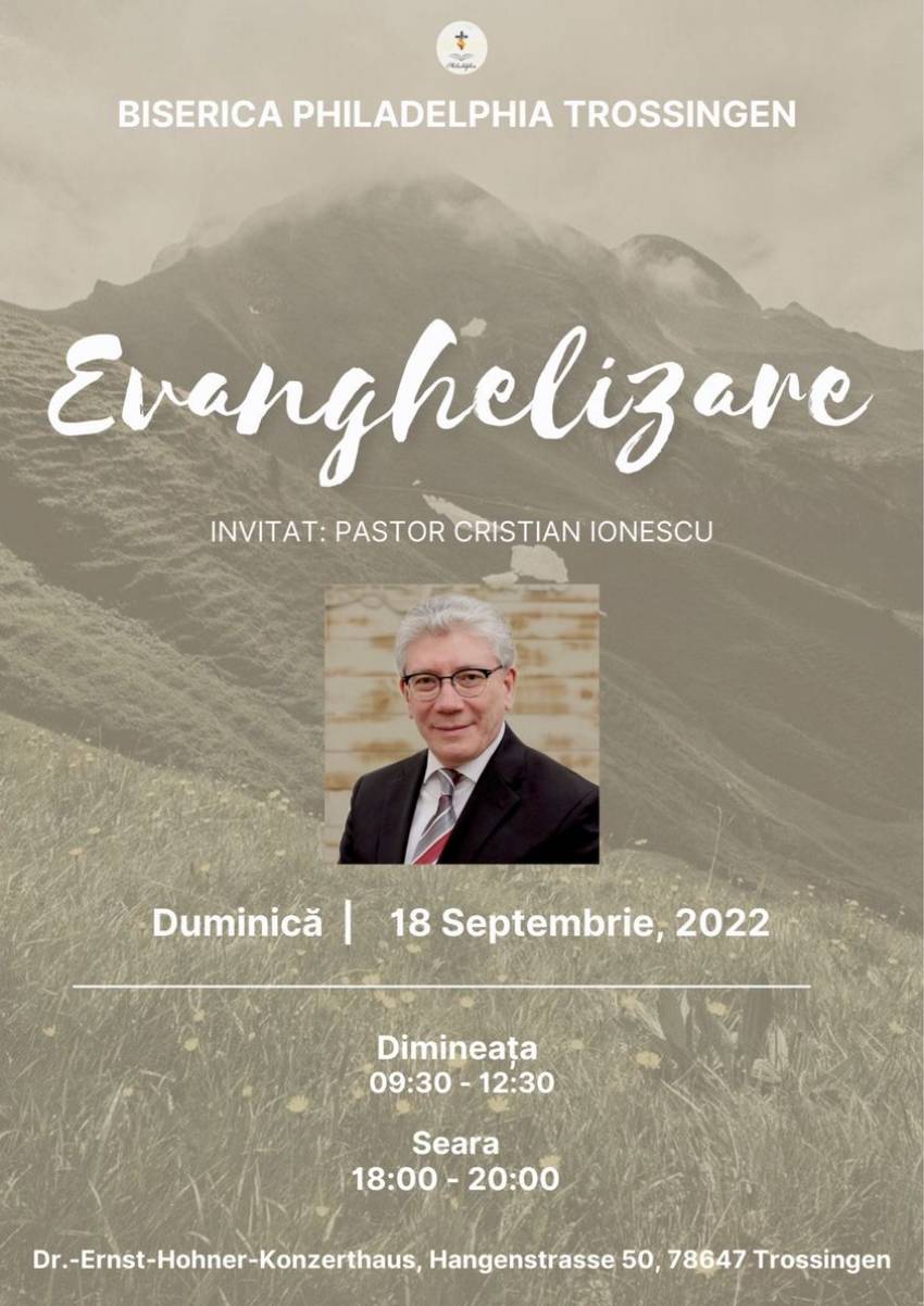 Evanghelizare cu Cristian Ionescu la Biserica Philadelphia Trossingen