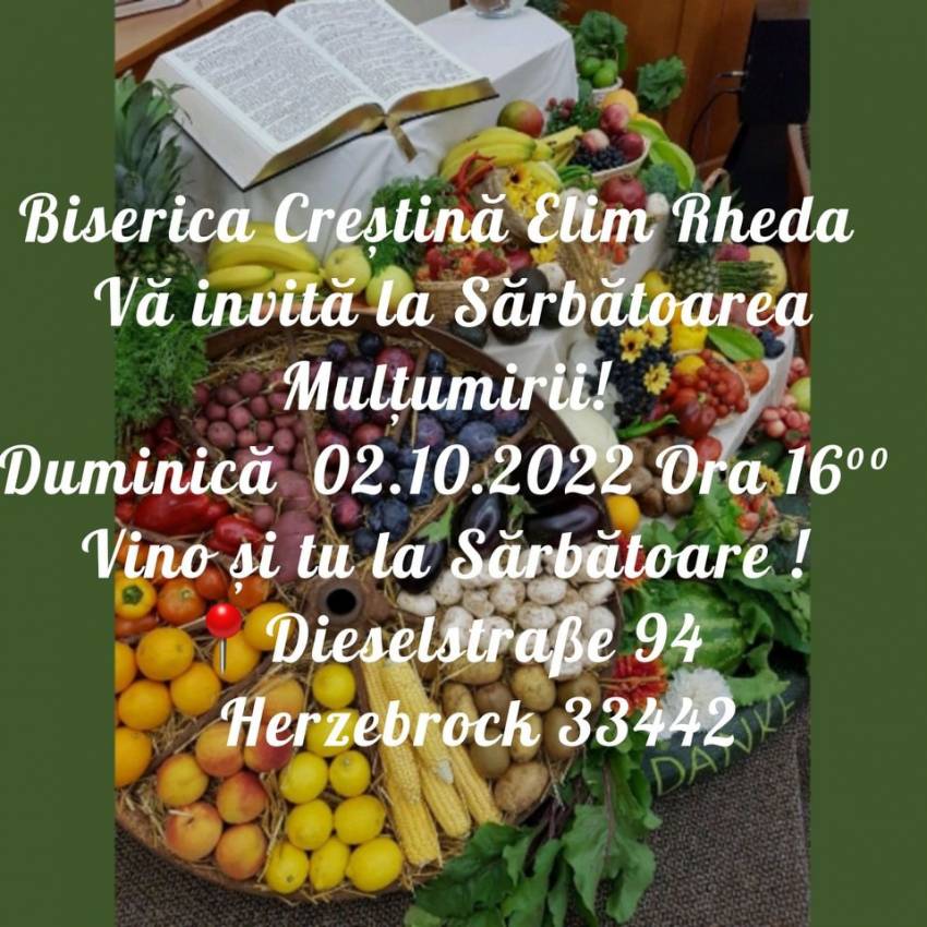 Sărbătoarea Mulțumirii la Biserica Elim Rheda