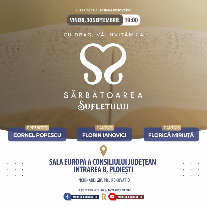 Sărbătoarea Sufletului cu Florin Ianovici la Ploiești