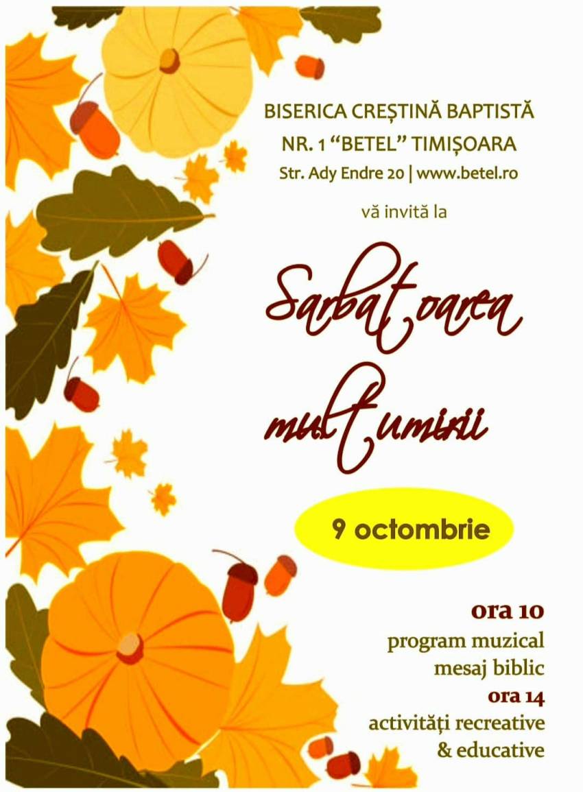 Sărbătoarea Mulțumirii la Biserica Betel Timișoara