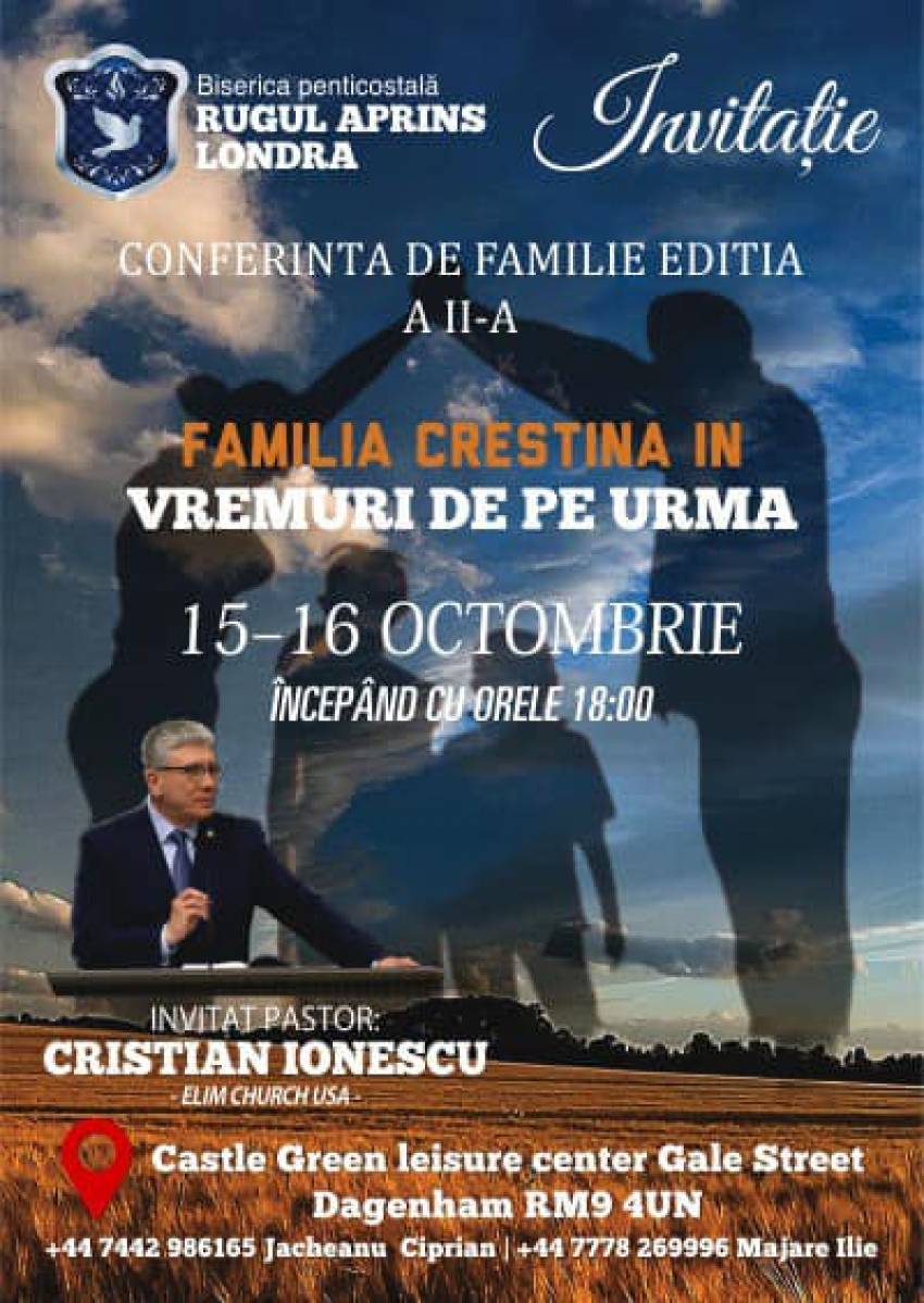 Conferință pentru familii cu Cristian Ionescu la Biserica Rugul Aprins Londra