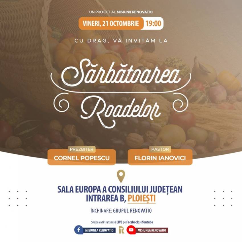Sărbătoarea Roadelor cu Florin Ianovici și Cornel Popescu la Sala Europa Ploiești