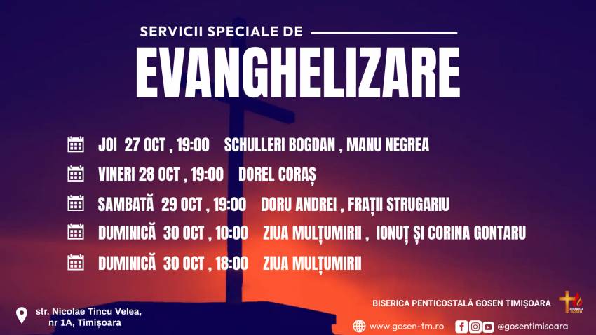 Seri de evanghelizare la Biserica Gosen Timişoara