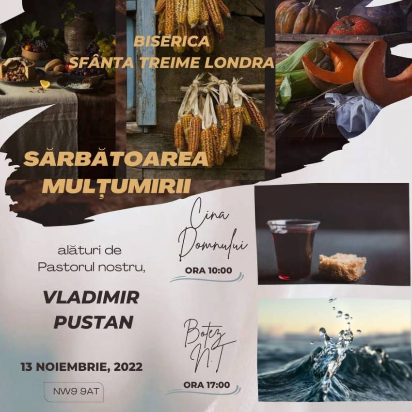Ziua Mulțumirii cu Vladimir Pustan la Biserica Sfânta Treime Londra