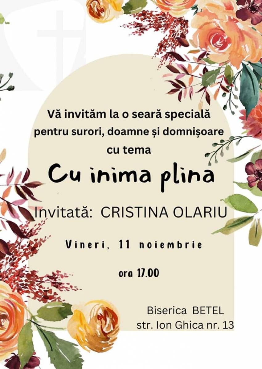 Întâlnire pentru femei cu Cristina Olariu la Biserica Betel Oradea