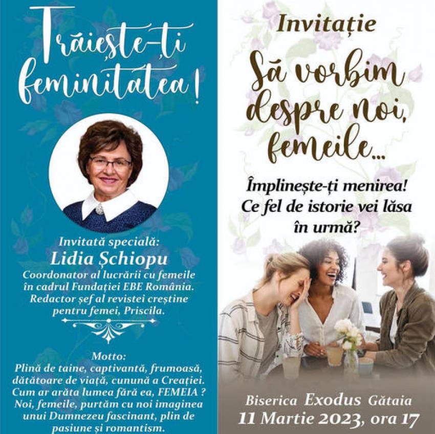 Conferință pentru femei cu Lidia Șchiopu la Biserica Exodus Gătaia