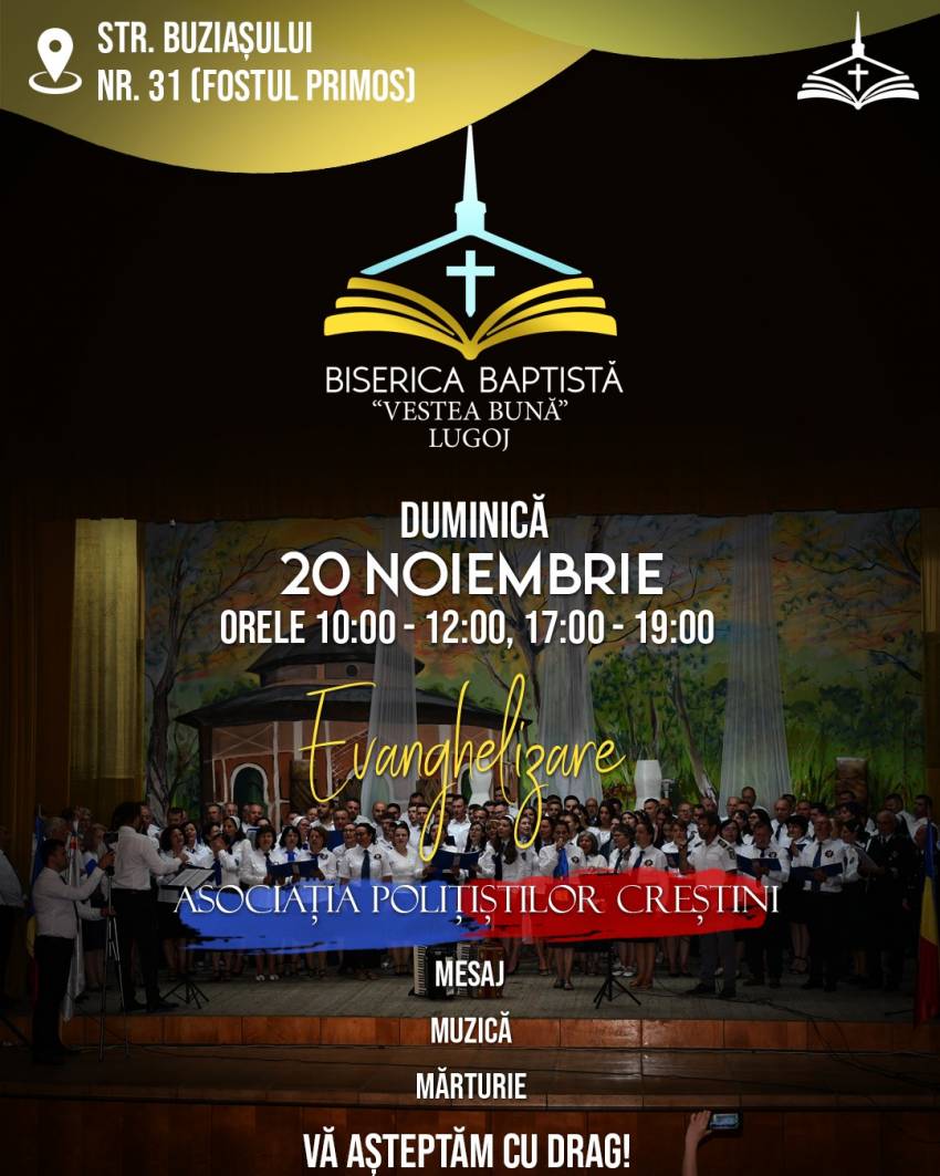 Evanghelizare cu polițişti creştini la Biserica Vestea Bună Lugoj