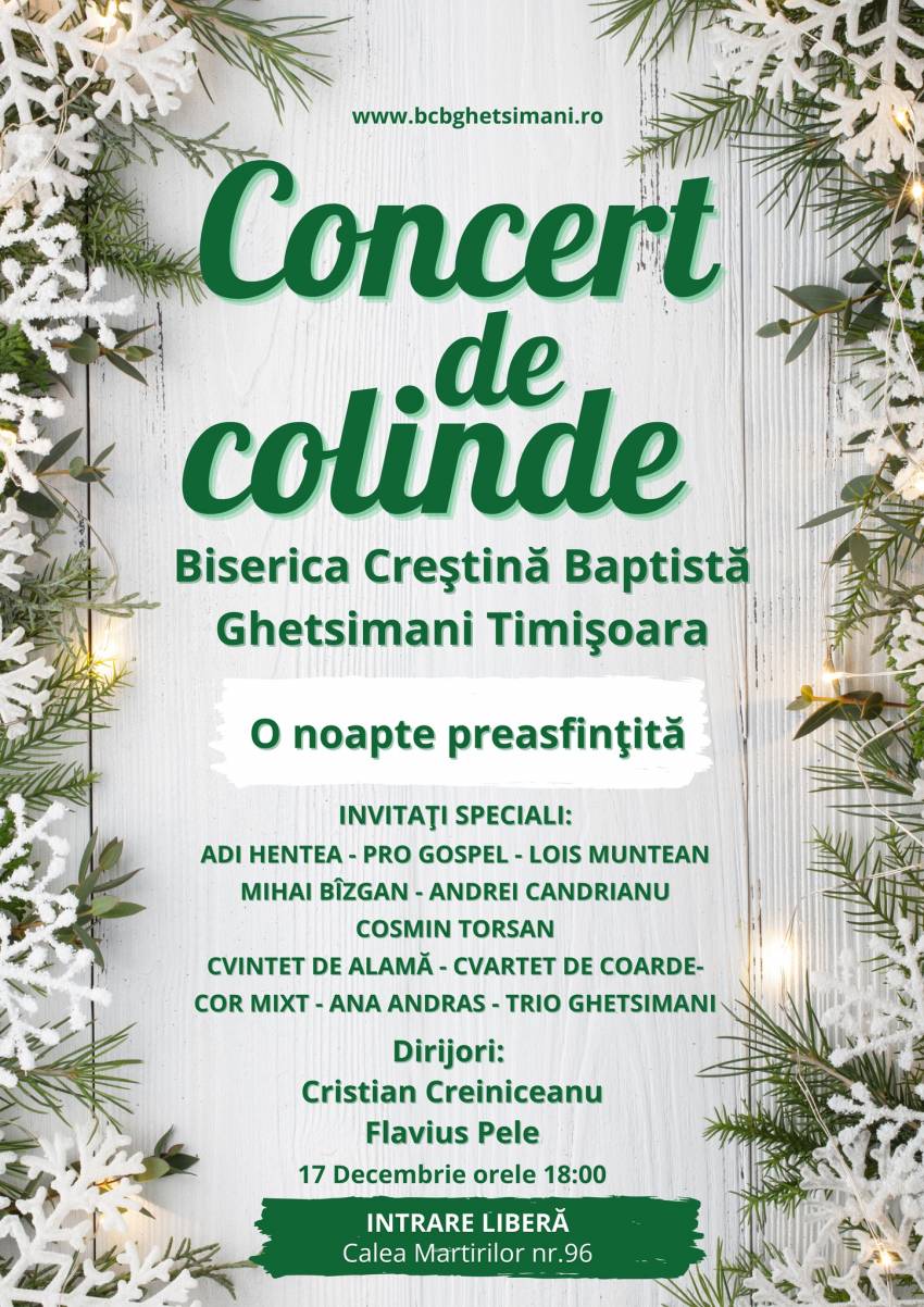 Concert de Crăciun la Biserica Ghetsimani Timișoara