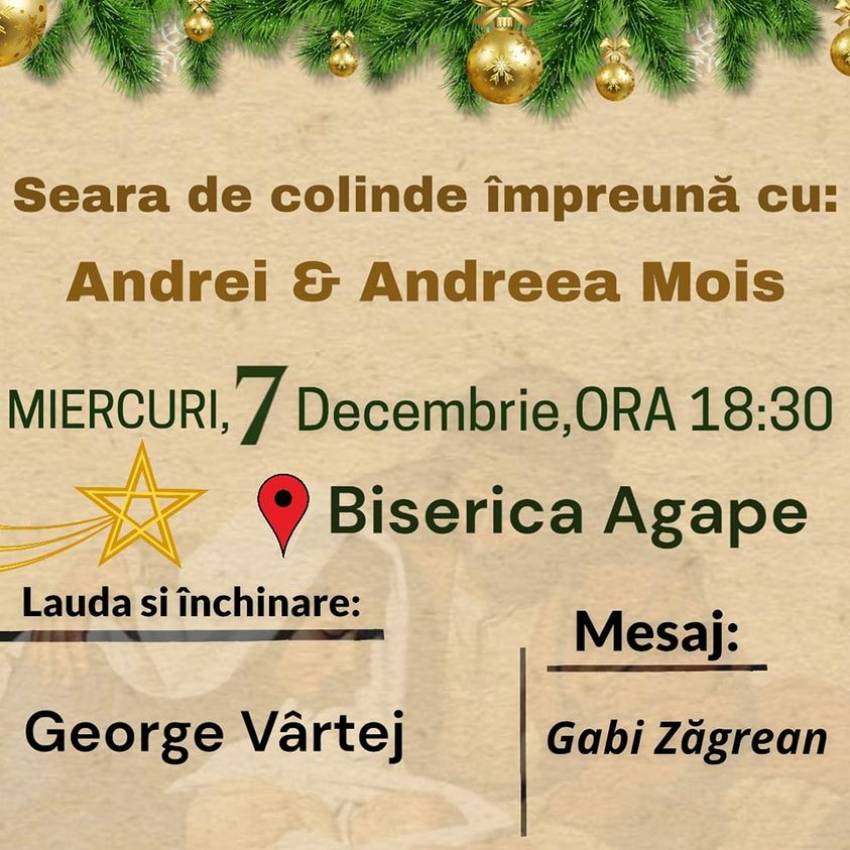 Seară de colinde  la Biserica Agape Bistriţa