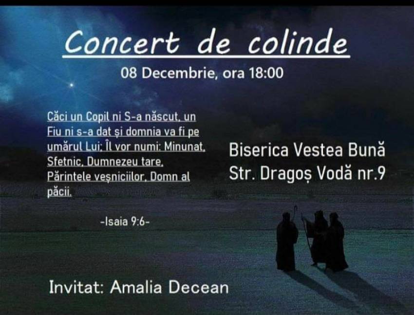 Concert de colinde cu Amalia Decean la Biserica Vestea Bună Gherla