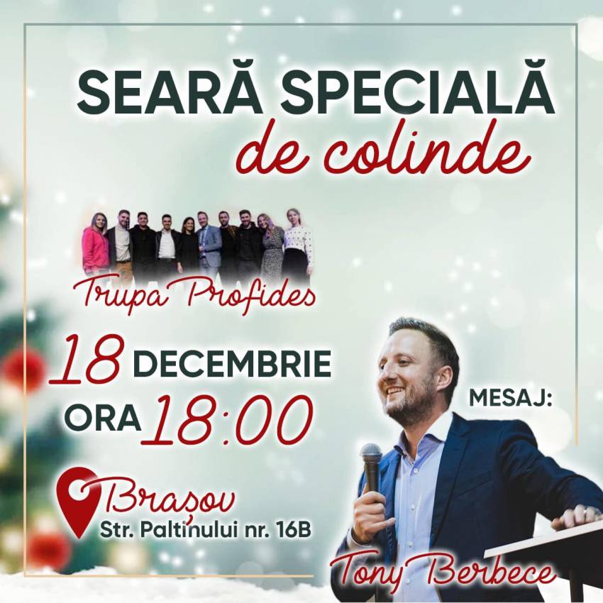 Seară de colinde & Tony Berbece la Biserica Profides Brașov