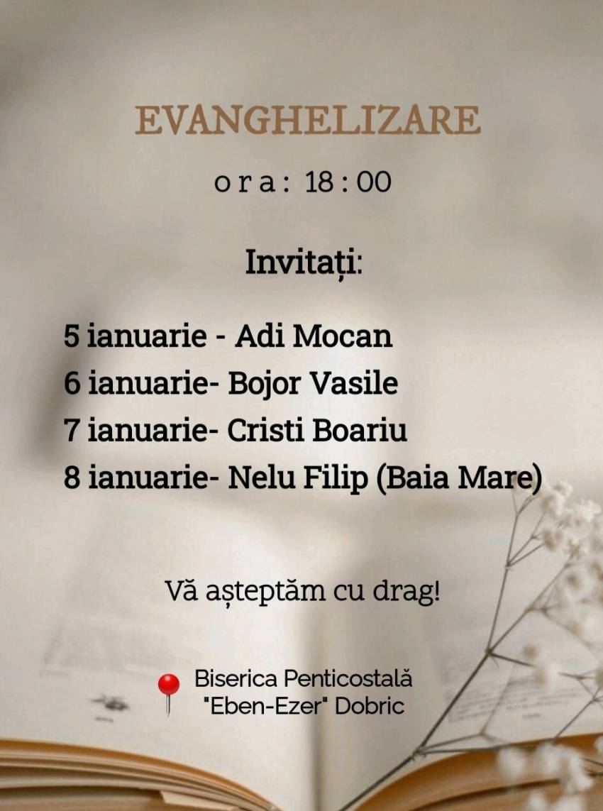 Seri de evanghelizare la Biserica Eben-Ezer Dobric