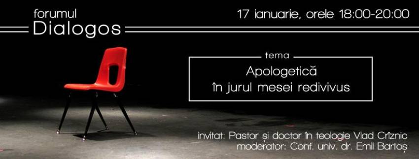 Forumul Dialogos: Apologetică în jurul mesei redivivus ◉ Dialog între Emil Bartoș și Vlad Crîznic
