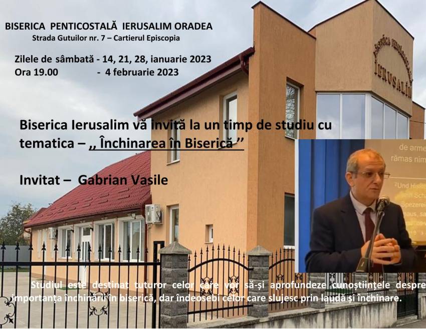 Studiu cu Vasile Gabrian la Biserica Ierusalim Oradea