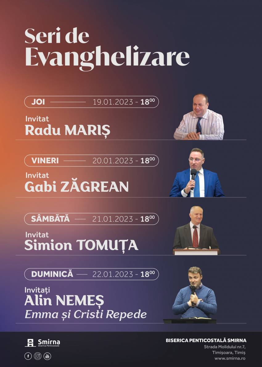 Seri de evanghelizare la Biserica Smirna Timișoara