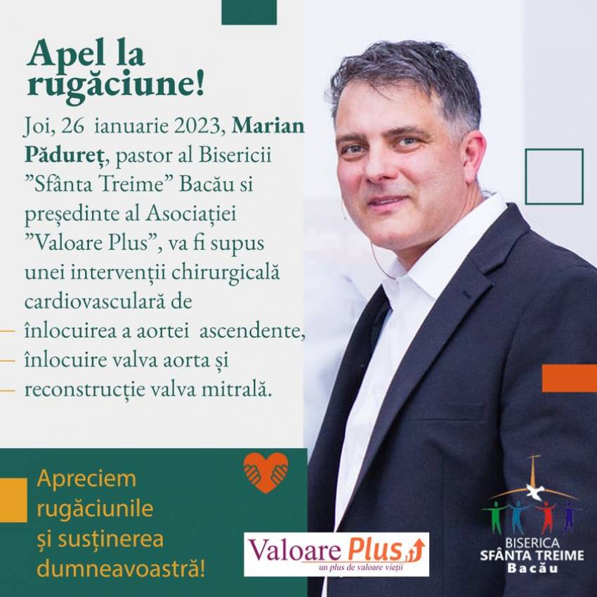 Apel la rugăciune pentru pastorul Marian Pădureț!
